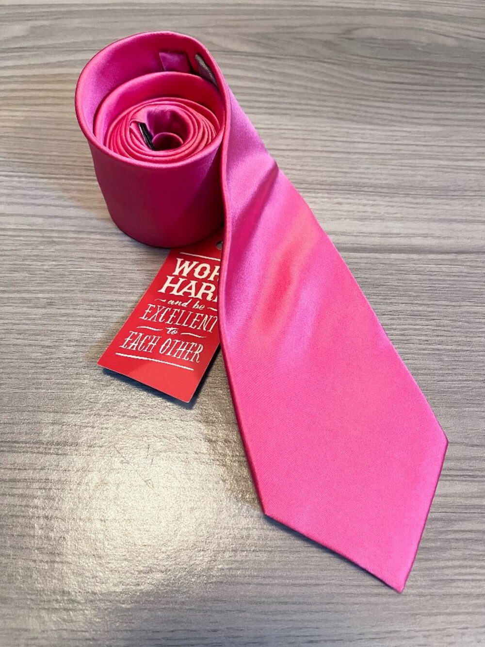 Elite by Brent Morgan Men's Hot Pink Satin Silk Neck Tie | Bright Fuchsia Formal